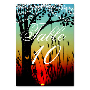 Rustic Tree Sunset Wedding Table Number Card
