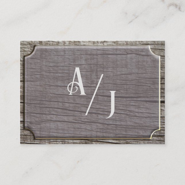 Rustic Tree texture Details with Initials Enclosure Card (Back)