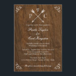 Rustic Tree Wedding Invitation<br><div class="desc">This invitation features a tree bark texture in the background for a rustic and warm feel. There are two crossed arrows at the top with a heart and the initials of the bride and the groom. Swirl decorations on the corner add a stylish touch. This invitation is trendy yet elegant...</div>