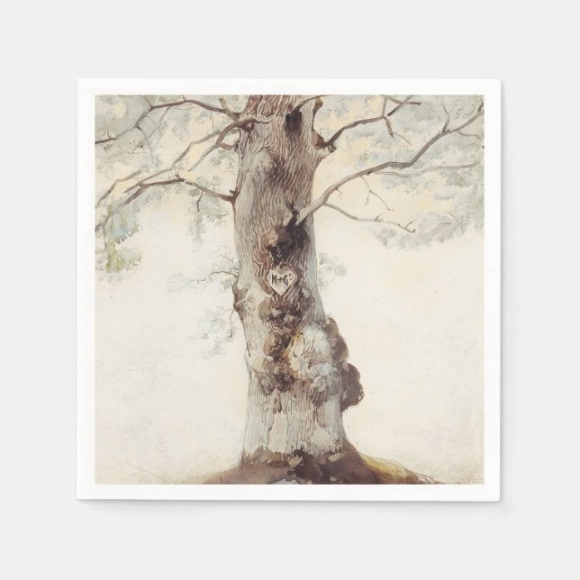 Rustic Tree Wedding Napkin (Front)