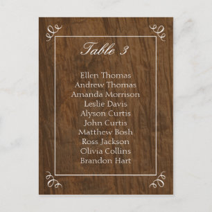 Rustic Tree Wedding Seating Chart Postcard