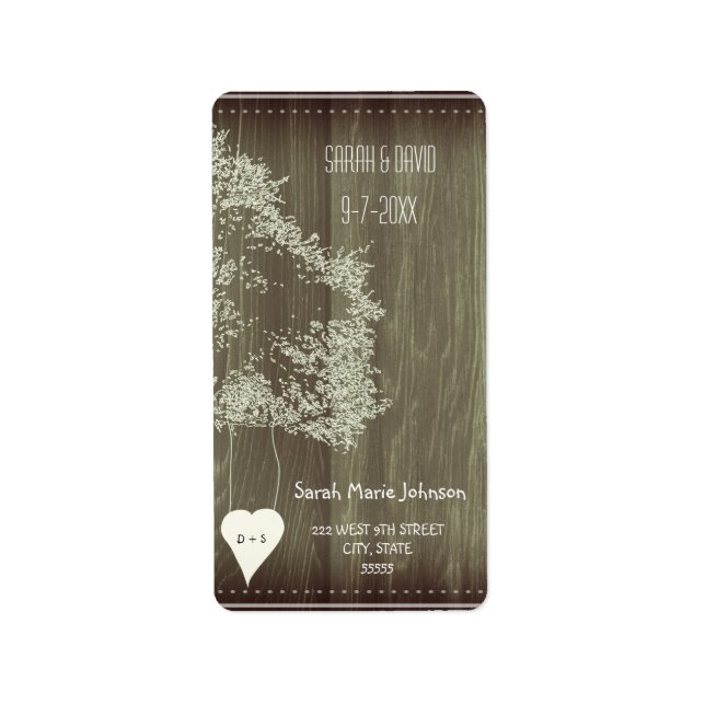 Rustic Tree With Heart Wedding Address Labels (Front)
