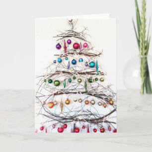 Rustic tree with twigs on Christmas card