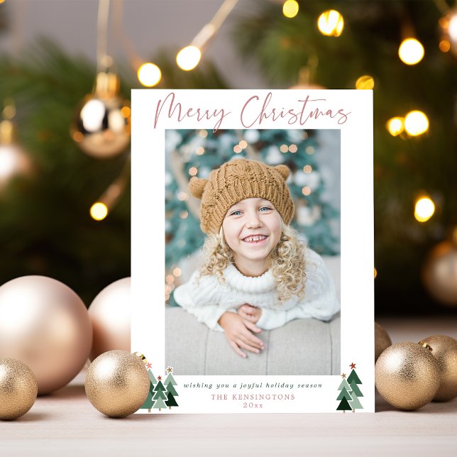 Rustic Trees Minimalist Modern Christmas Photo Holiday Card (Rustic Trees Minimalist Modern Christmas Photo Holiday Card)