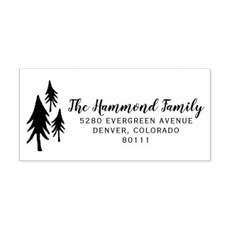 Rustic Trees Return Address Rubber Stamp