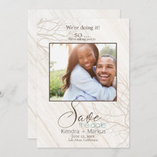 Rustic Trees We're Doin It Save the Date Invitation