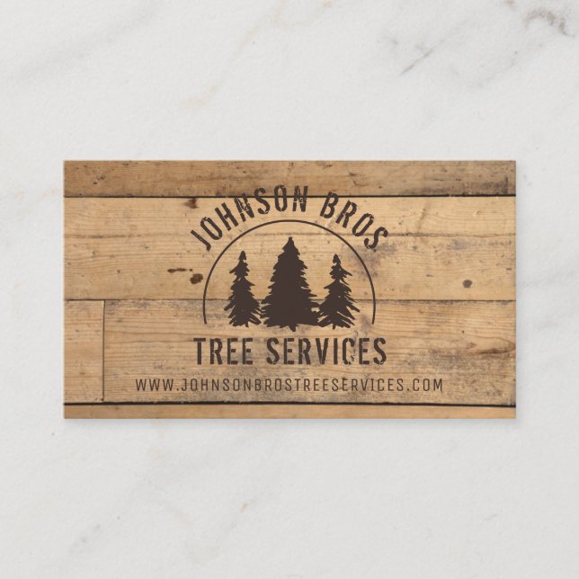 Rustic Trees Wood Plank Business Card (Front)