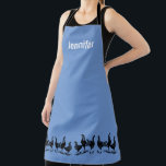 Rustic trendy chickens on blue monogram name apron<br><div class="desc">Modern rustic trendy chickens on blue monogram name Apron.
Add your own name to personalize.</div>