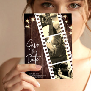 Rustic trendy photo booth save the date invitation