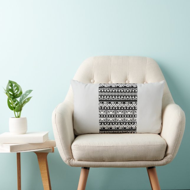 Rustic Tribal Aztec Pattern Farmhouse Beige Lumbar Cushion (Chair)