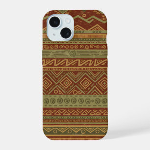 Rustic Tribal Geometric Pattern Earthy Boho Chic iPhone 15 Case