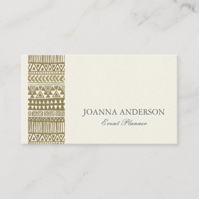 RUSTIC TRIBAL GOLD BOHEMIAN PATTERN PERSONALIZED BUSINESS CARD (Front)