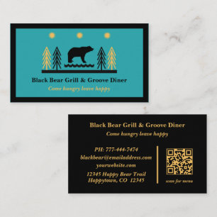 Rustic Tribal Southwestern Black Bear Restaurant Business Card