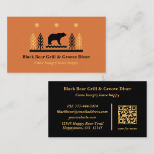Rustic Tribal Southwestern Black Bear Restaurant Business Card