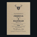 Rustic Trophy Grey Wedding Invitation<br><div class="desc">This Rustic Trophy invitation tells the perfect story of your woodsy event and is designed exclusively for Zazzle. With fonts both soft and bold, this invitation speaks to the Bride and the Groom - and sets the tone for an on-trend, rustic wedding. A natural kraft background highlights a monogrammed badge,...</div>