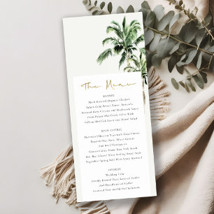 Rustic Tropical Beach Palm Trees Wedding Menu Card