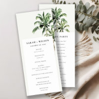 Rustic Tropical Beach Palm Trees Wedding Program