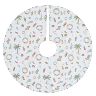 Rustic Tropical Christmas  Brushed Polyester Tree Skirt
