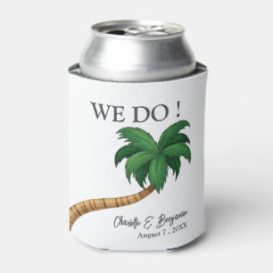 Rustic Tropical Destination Beach Wedding Can Cooler