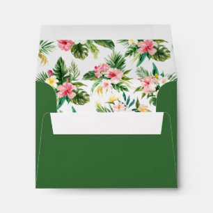Rustic Tropical Leaves Floral Wedding for RSVP Envelope