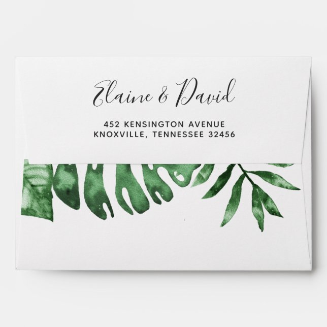 Rustic Tropical Nature Botanical Greenery Wedding Envelope (Back (Top Flap))