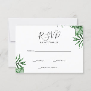 Rustic Tropical Nature Botanical Greenery Wedding RSVP Card