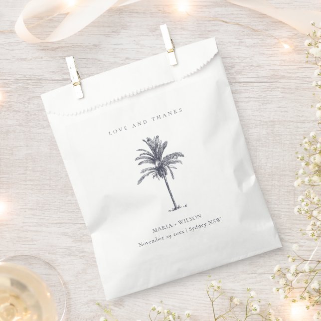Rustic Tropical Navy Palm Tree Wedding Thanks Favour Bags (Clipped)