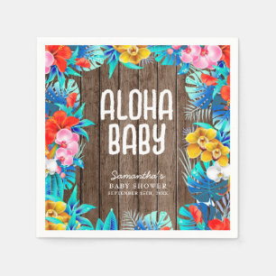 Rustic Tropical Palm Leaves Aloha Baby Shower  Napkin