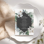 Rustic Tropical Palm Leaves Beach Wedding  Menu<br><div class="desc">Rustic beach theme featuring palm leaves and white florals around dark grey geometric design.</div>