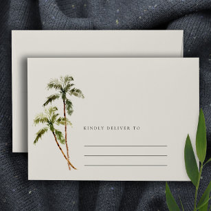 Rustic Tropical Palm Tree Beach Sand Address Envelope