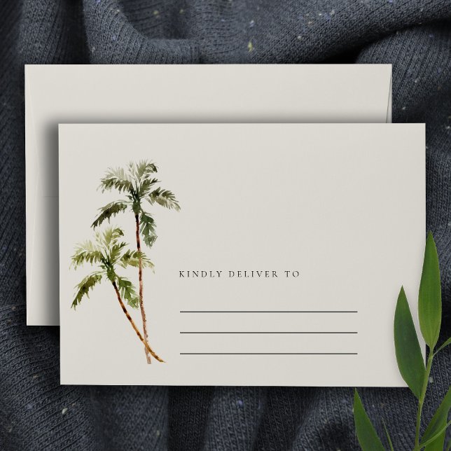 Rustic Tropical Palm Tree Beach Sand Address Envelope (Creator Uploaded)