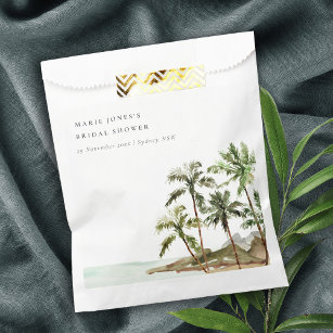 Rustic Tropical Palm Tree Beach Sand Bridal Shower Favour Bags