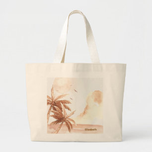 Rustic Tropical Palms Large Tote Bag