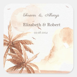 Rustic Tropical Palms Square Sticker