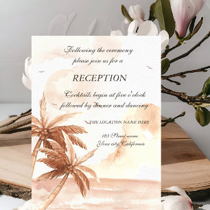 Rustic Tropical Palms Wedding Reception Invitation
