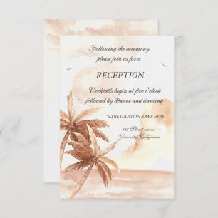 Rustic Tropical Palms Wedding  Reception  Invitation