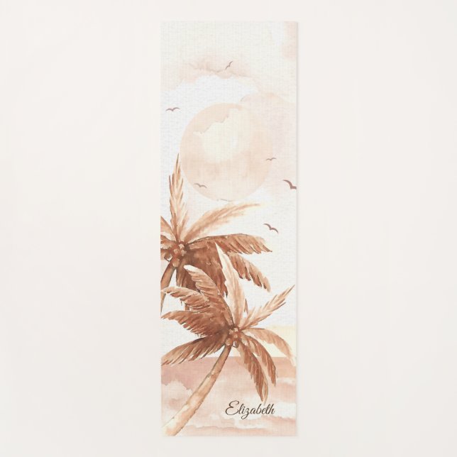 Rustic Tropical Palms Yoga Mat (Front)