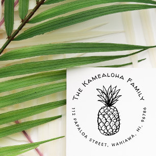 Rustic Tropical Pineapple Hawaiian Return Address Rubber Stamp