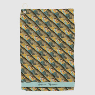 Rustic Trout fish vintage watercolor Pattern Golf Towel