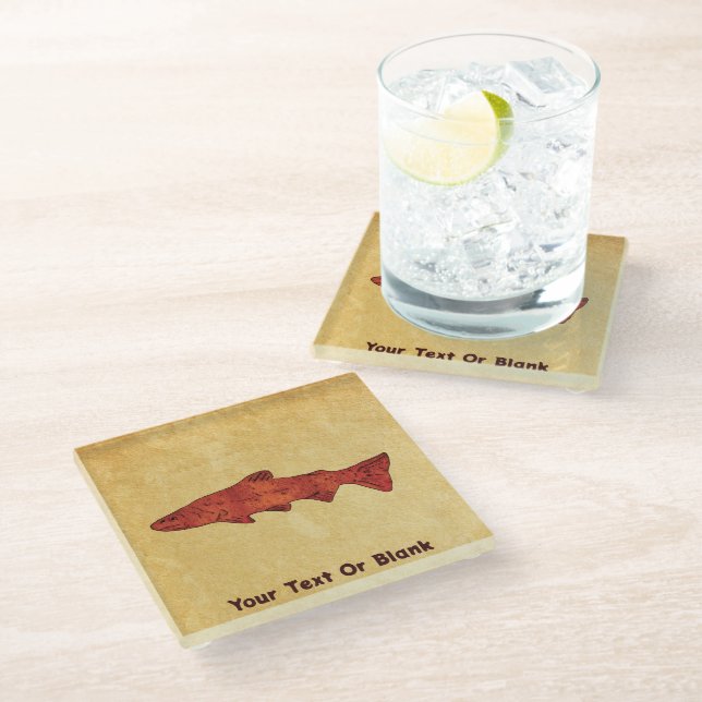 Rustic Trout Glass Coaster (Angled)