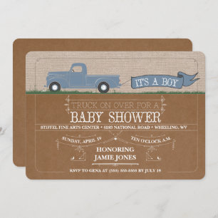 Rustic Truck It's a Boy Baby Shower Invitations