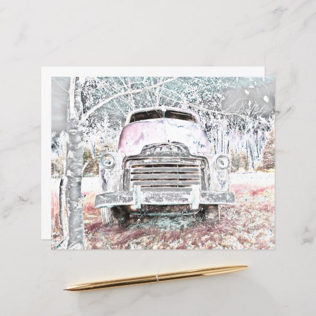  Rustic Truck Vintage White Grey Retro Distressed (Front/Back In Situ)