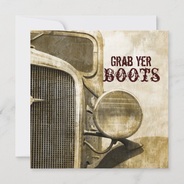 Rustic Truck Western Country Farm Wedding Invitation (Front)