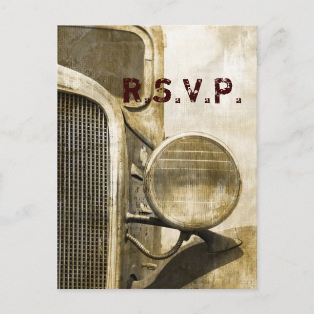 Rustic Truck Western Country Farm Wedding RSVP Invitation Postcard (Front)