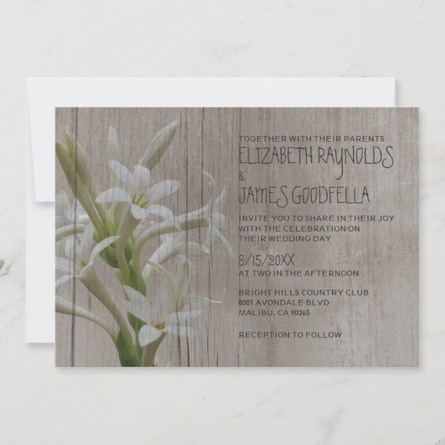 Rustic Tuberose Wedding Invitations (Front)