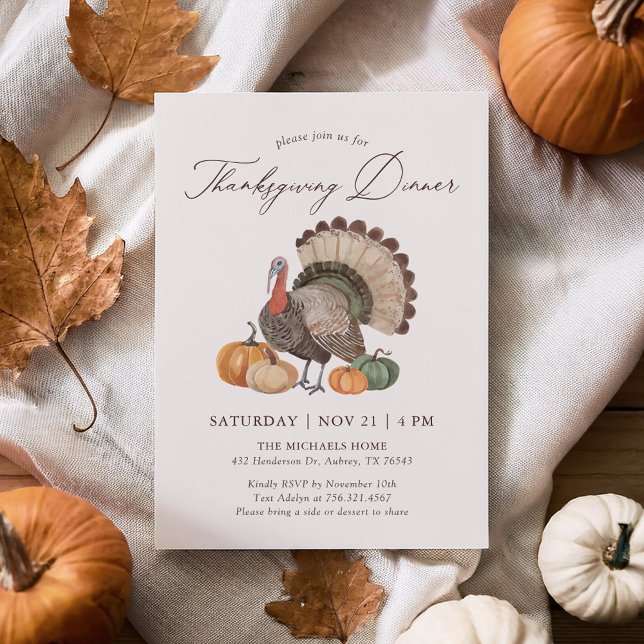 Rustic Turkey Thanksgiving Dinner Invitation (Creator Uploaded)