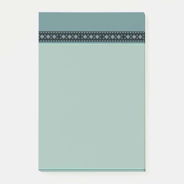 Rustic Turquoise and Black Kilim Pattern Border Post-it Notes (Front)