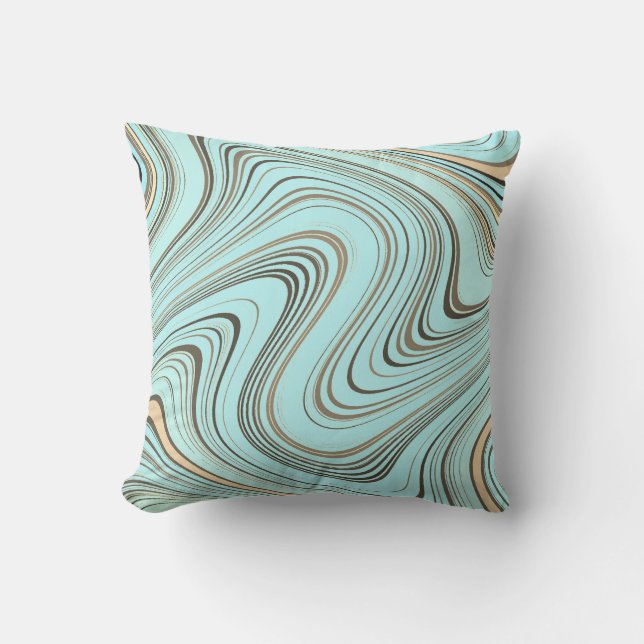 Rustic Turquoise and Gold Curvy Cushion (Front)