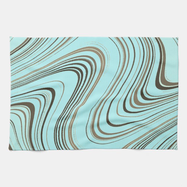 Rustic Turquoise and Gold Curvy Tea Towel (Horizontal)