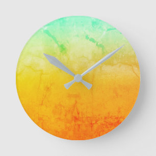 Rustic Turquoise and Gold Round Clock